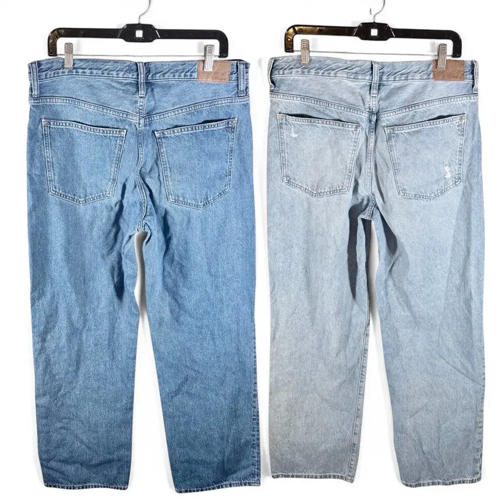 Madewell Lot 2 Women's 30 Low-Slung Straight Jeans 100% Cotton Denim Fair Trade - Picture 2 of 13